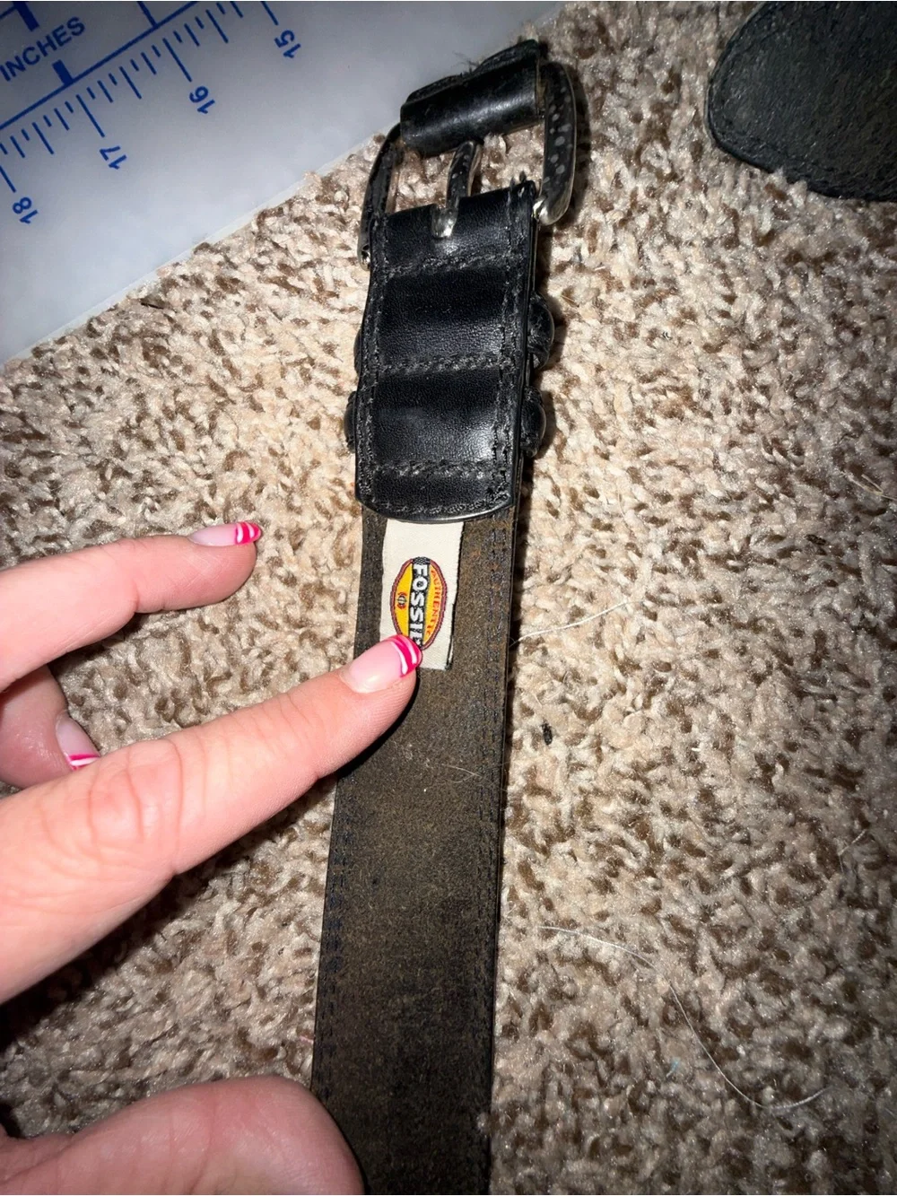 Fossil Black Leather Men’s Belt with Polished Buckle